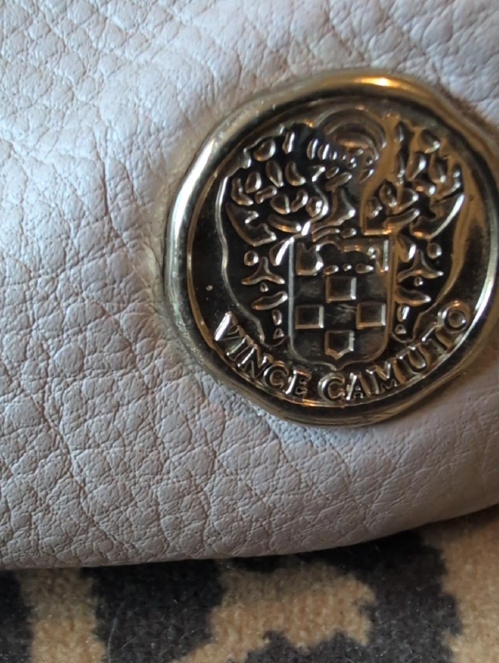 Vince Camuto Pebbled Leather Crossbody Bag in Light Blush with Gold Accent - Picture 2 of 10